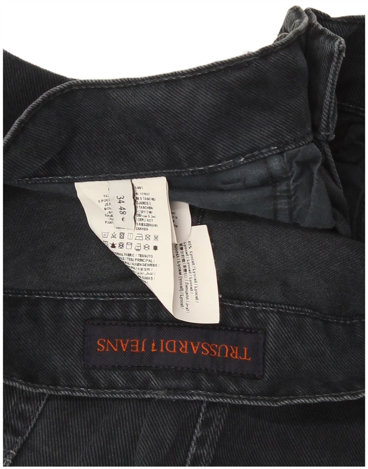 Trussardi Herren Straight Jeans IT 48 Medium W34 L30 Schwarze Baumwolle
