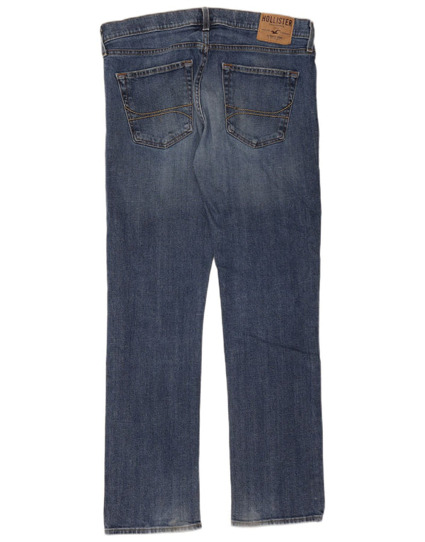 Hollister Herren Slim Straight Jeans W34 L32 Blaue Baumwolle