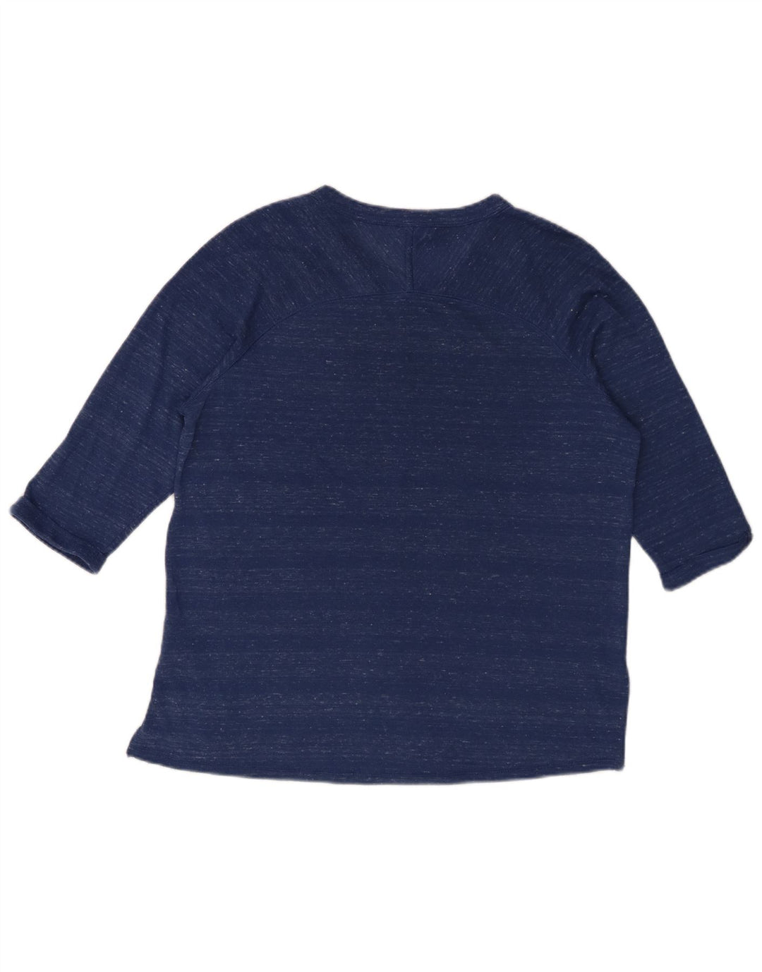 Marks & Spencer Damen-Top, 3/4-Ärmel, UK-Größe 14, Mittelblau geflecktes Polyester