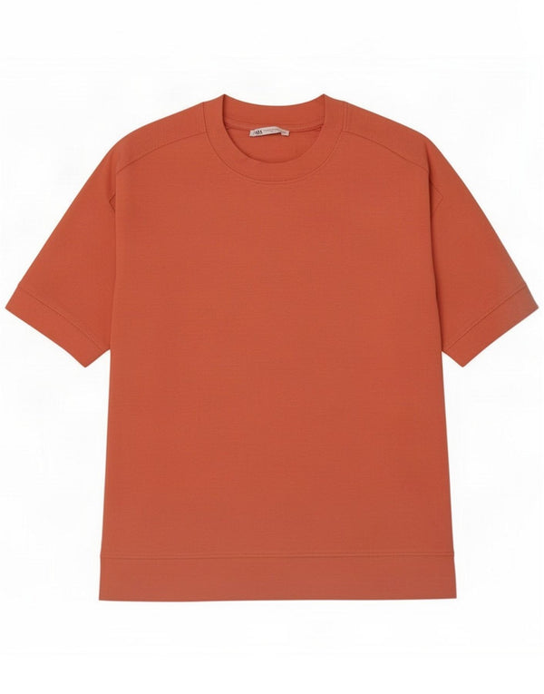 Zara Herren T-Shirt Top Mittelrote Baumwolle