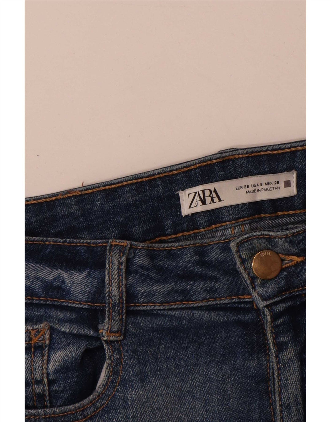 Zara Damen Schlagjeans EU 38 Small W28 L34 Blaue Baumwolle