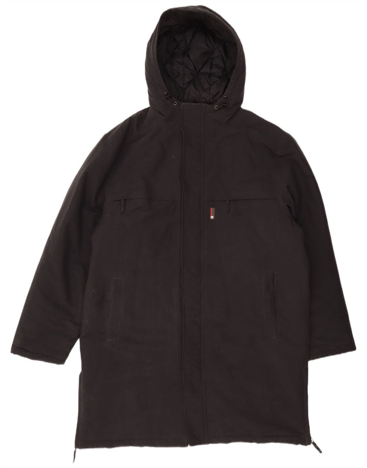 Champion Herren-Mantel mit Kapuze, gepolstert, UK 40, Größe L, Schwarz, Polyamid