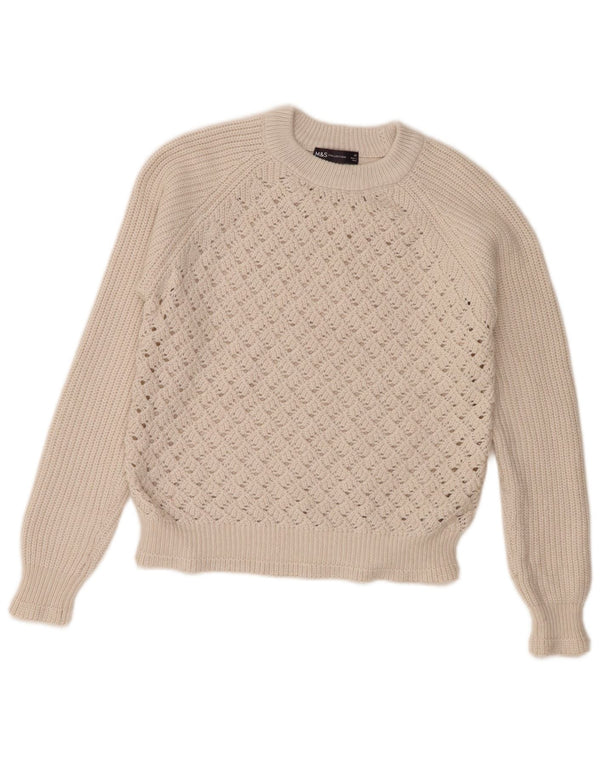 Marks & Spencer Damen-Pullover, lockere Passform, Rundhalsausschnitt, Gr. 6, XS, gebrochenes Weiß