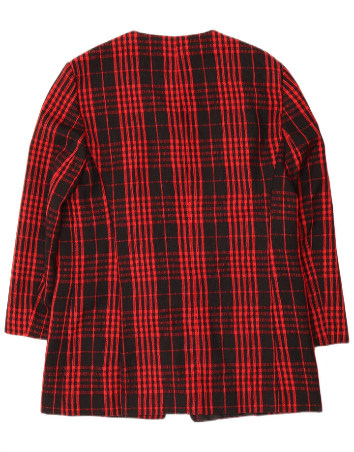 Gerry Weber Damen-Blazerjacke mit 7 Knöpfen, UK 12, mittelrot karierte Wolle