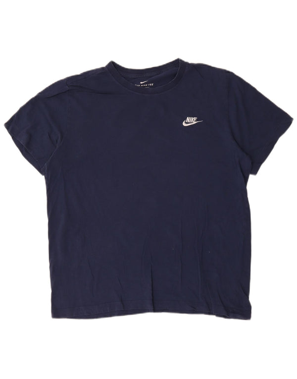 Nike Herren T-Shirt Top Large Marineblau Baumwolle
