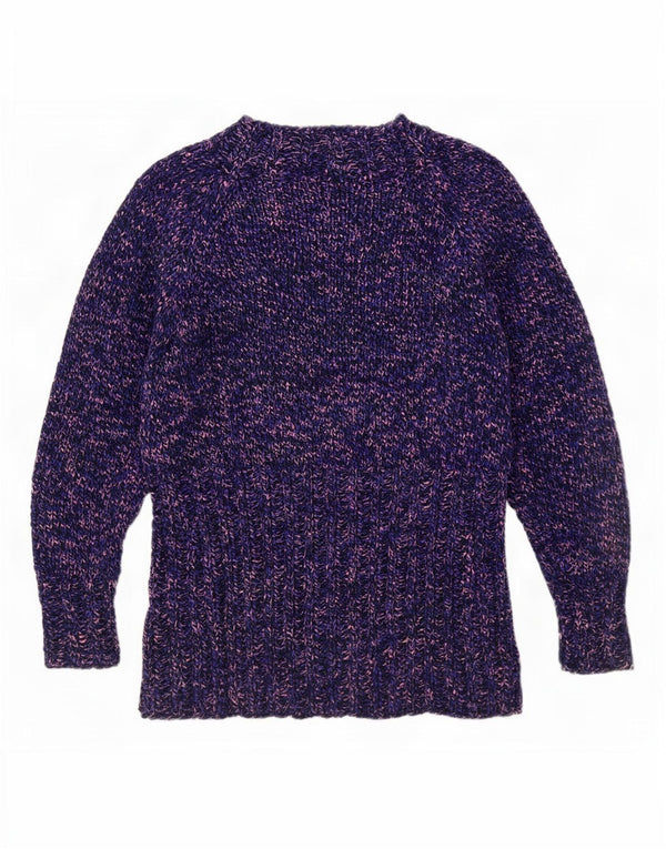 Vintage Damen Rollkragenpullover Pullover UK 12 Mittellila meliert