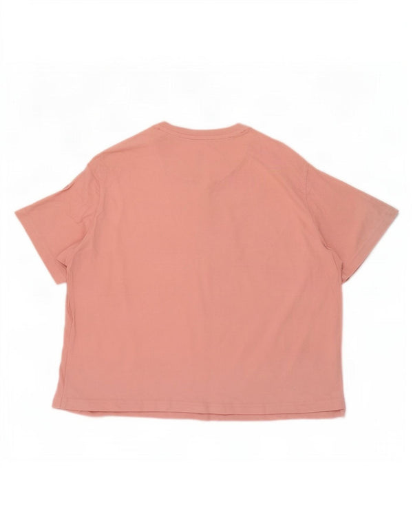 Adidas Damen Crop T-Shirt Top UK 16 Large Rosa Baumwolle