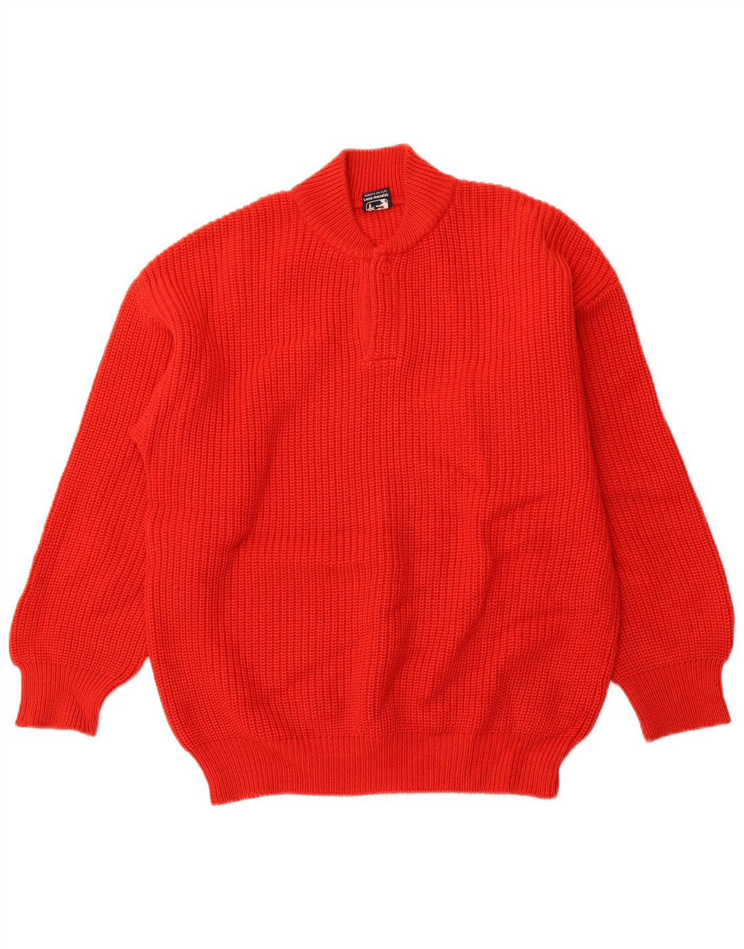 PANCARI Herren-Pullover mit Knopfkragen, Größe 48, mittelrote Schurwolle