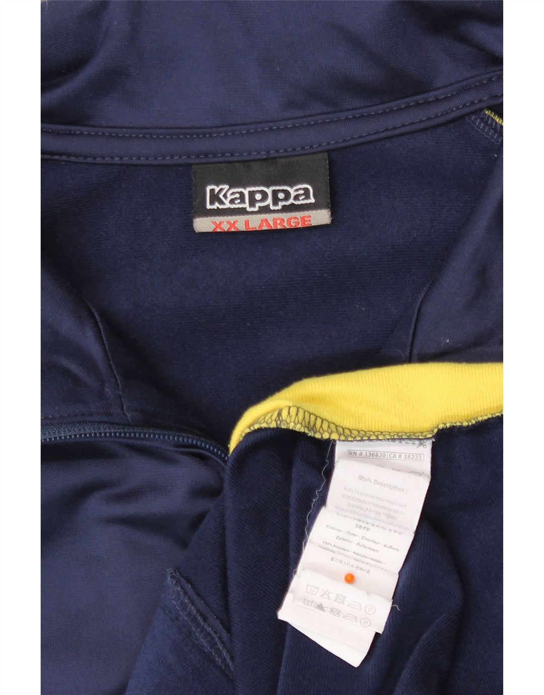 Kappa Herren-Trainingsanzug-Oberteil, Jacke, 2XL, Marineblau, Farbblock-Polyester
