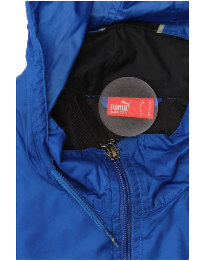 PUMA Herren-Regenjacke mit Kapuze, UK 38, mittelblau, Farbblock