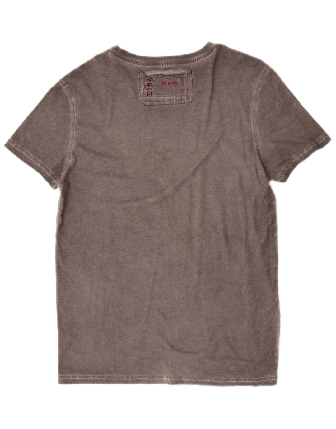 Desigual Herren Grafik-T-Shirt-Oberteil aus mittelgrauer Baumwolle