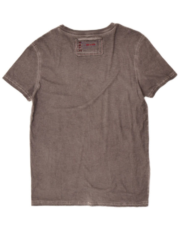Desigual Herren Grafik-T-Shirt-Oberteil aus mittelgrauer Baumwolle