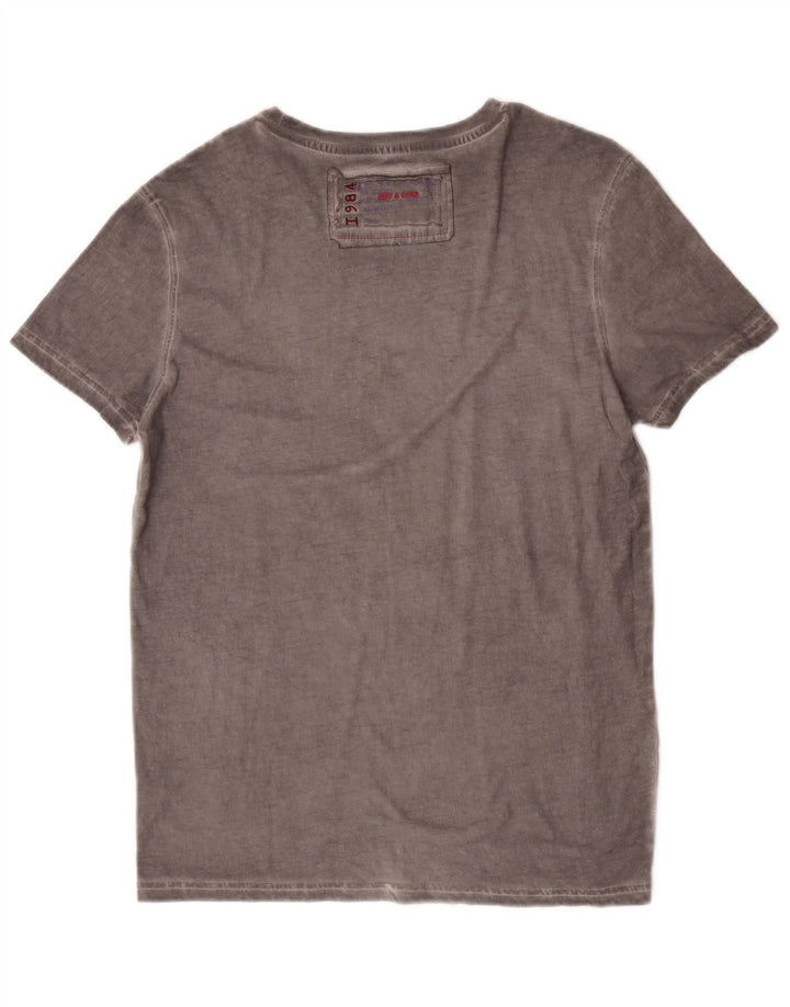 Desigual Herren Grafik-T-Shirt-Oberteil aus mittelgrauer Baumwolle