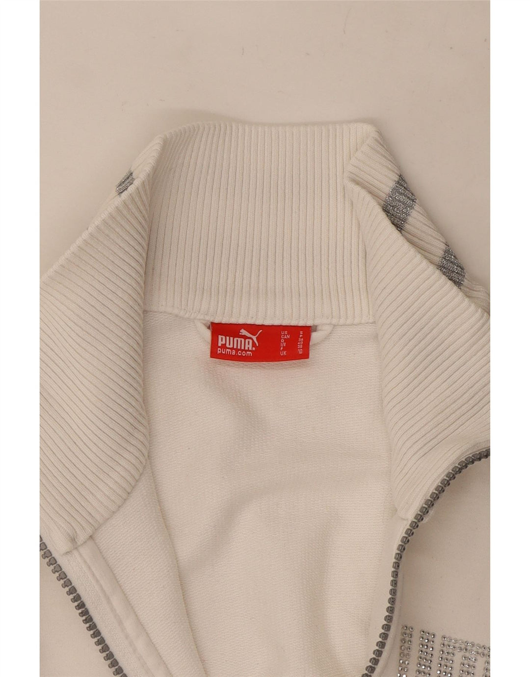Puma Damen Trainingsanzug Top Jacke UK 10 Small Weiß