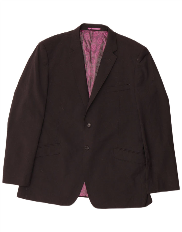 Ted Baker Herren-Blazer, lang, 2 Knöpfe, reguläre Passform, UK 44, 2XL, schwarze Wolle