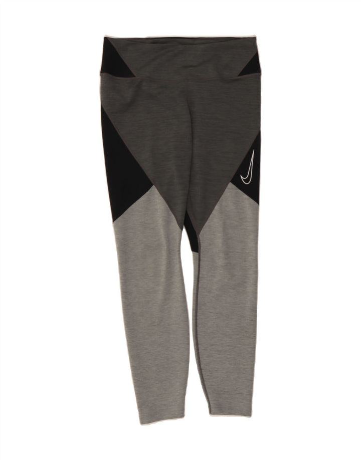 NIKE Womens Graphic Leggings UK 12 Medium  Grey Polyester Vintage Nike and Second-Hand Nike from Messina Hembry 