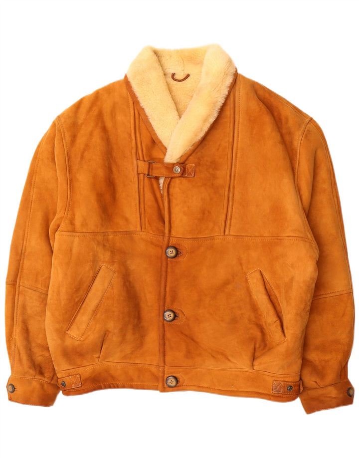 Vintage Herren Lammfelljacke IT 54 2XL Braunes Lammfell