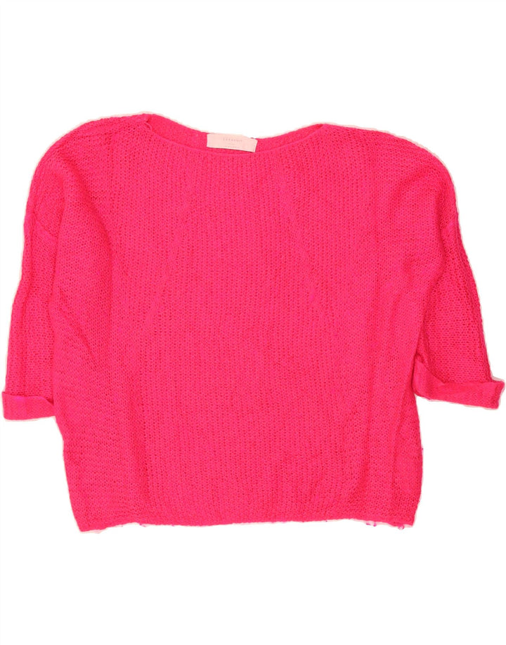 ZARA Womens Oversized Boat Neck Jumper Sweater UK 14 Medium Pink Vintage Zara and Second-Hand Zara from Messina Hembry 