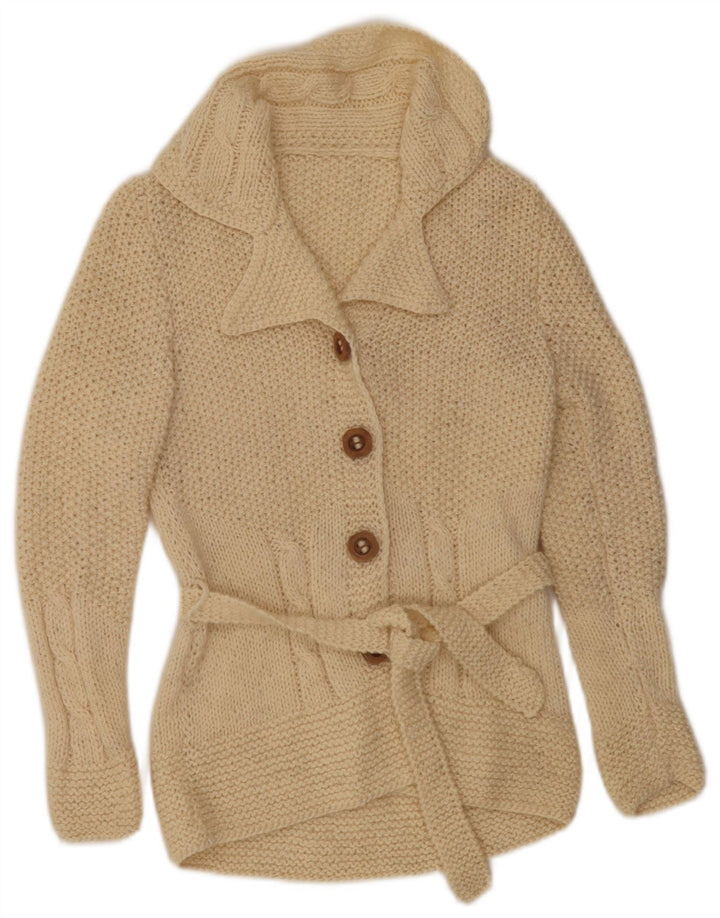 Vintage Damen Cardigan Pullover UK 12 Medium Off White