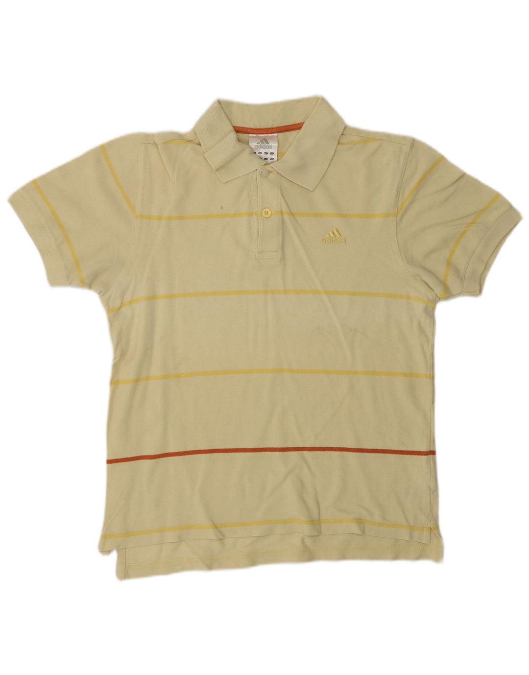 Adidas Herren-Poloshirt, klein, gelb gestreift, Baumwolle