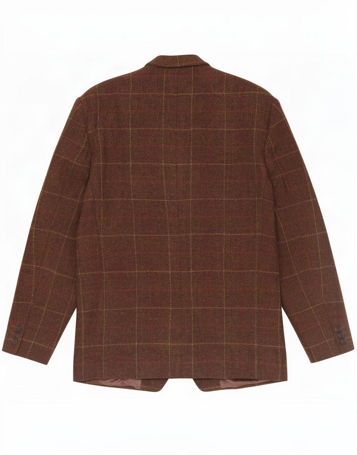Vintage Herren-Blazer mit 2 Knöpfen, IT 50, große braune Karo-Schurwolle