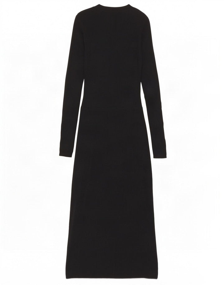 Massimo Dutti Damen Langarm-Pulloverkleid UK 8 Small Schwarze Wolle