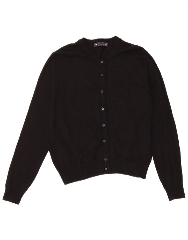 Marks & Spencer Damen Crop Cardigan Pullover UK 14 Mittelschwarze Viskose