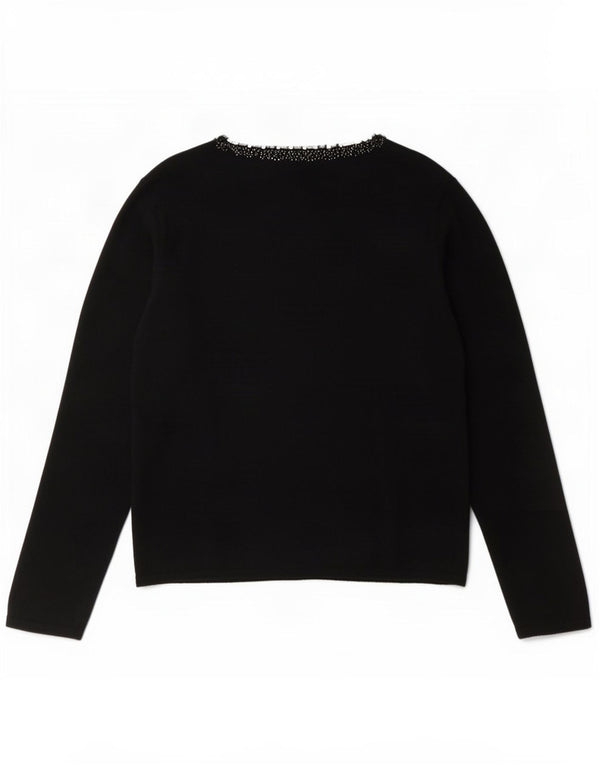 Marks & Spencer Damen-Pullover mit V-Ausschnitt, UK 16, Größe L, schwarze Viskose