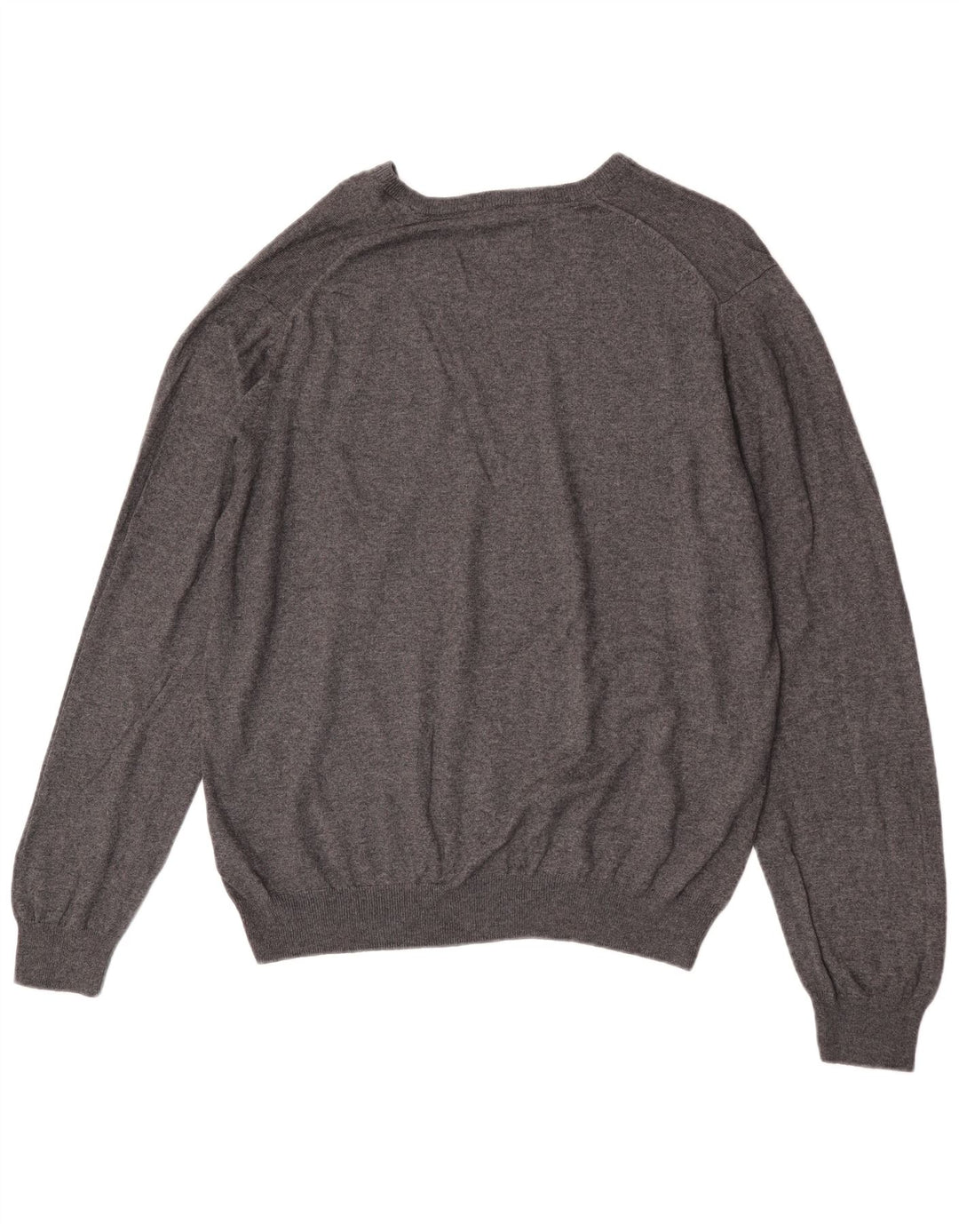 Marks & Spencer Herren-Pullover, reguläre Passform, V-Ausschnitt, XL, graue Baumwolle