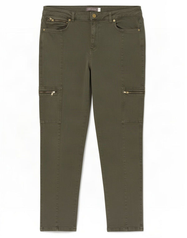 MINT VELVET Damen Cargo Slim Jeans UK 14 Large W32 L28 Khaki Baumwolle
