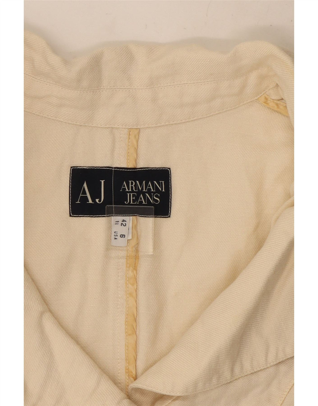 ARMANI JEANS Damen Crop 3 Button Blazer Jacke US 6 Medium Off White