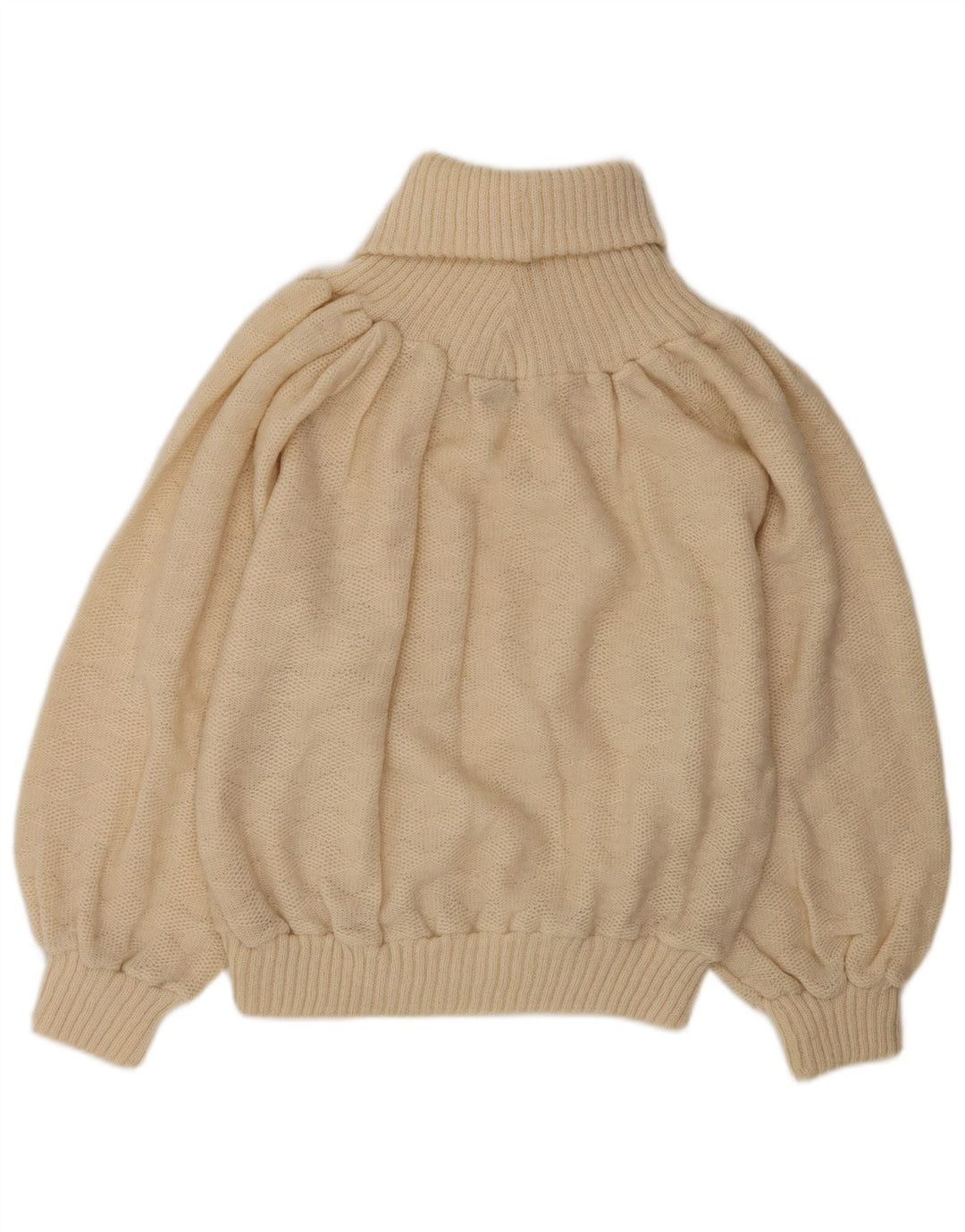 Vintage Damen Rollkragenpullover Pullover UK 10 Small Beige Argyle/Diamant