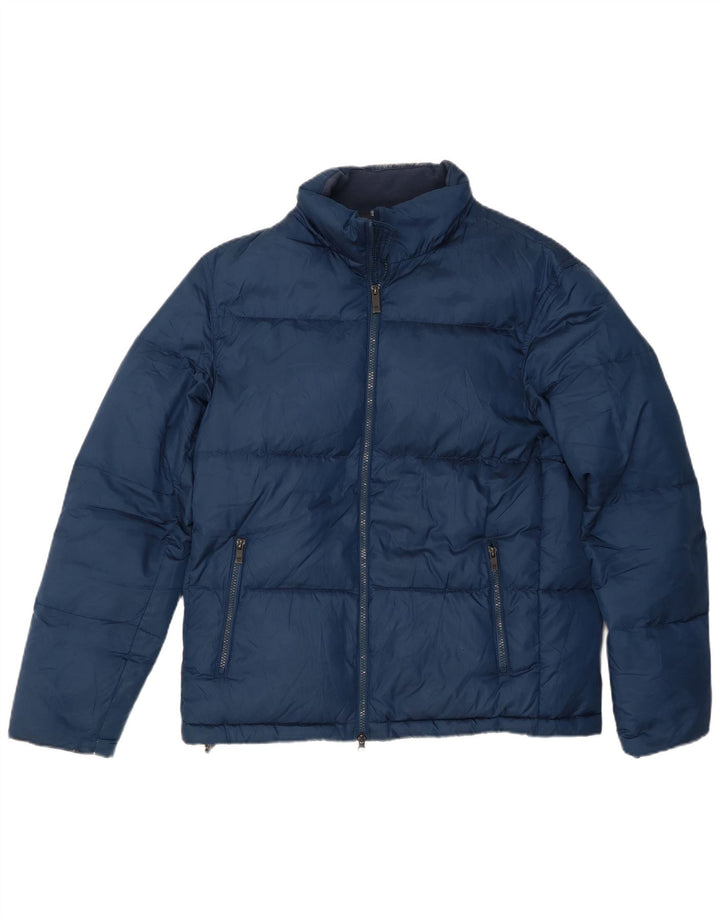Massimo Dutti Herren Wattierte Jacke UK 40 Large Marineblau Polyester