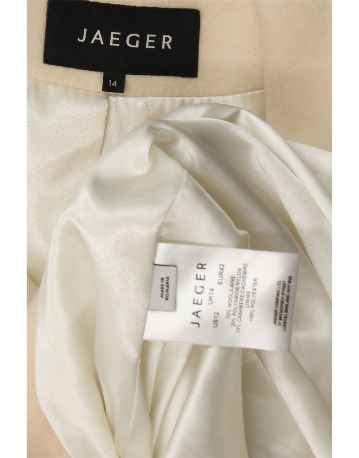 Jaeger Damen Zweireihiger Mantel UK 14 Große cremefarbene Wolle