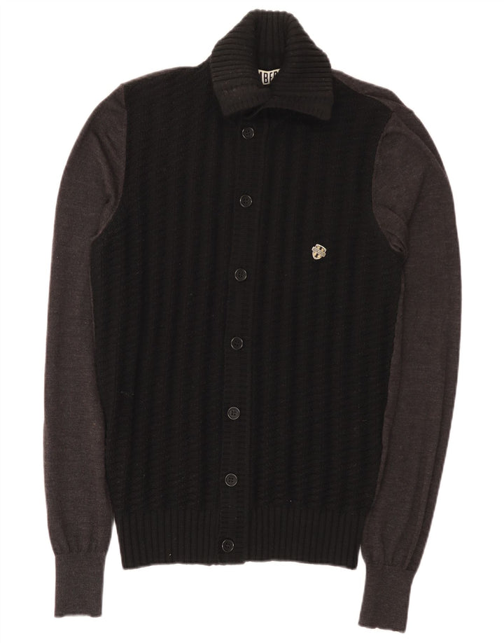 Bikkembergs Herren-Cardigan-Pullover Medium Black Colourblock Wool