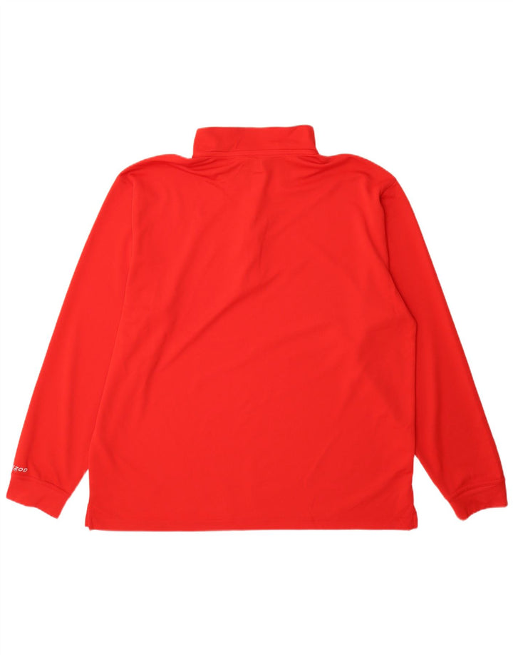 Izod Herren-Pullover-Trainingsanzugoberteil mit Reißverschluss und Halsausschnitt, 2XL, rotes Polyester