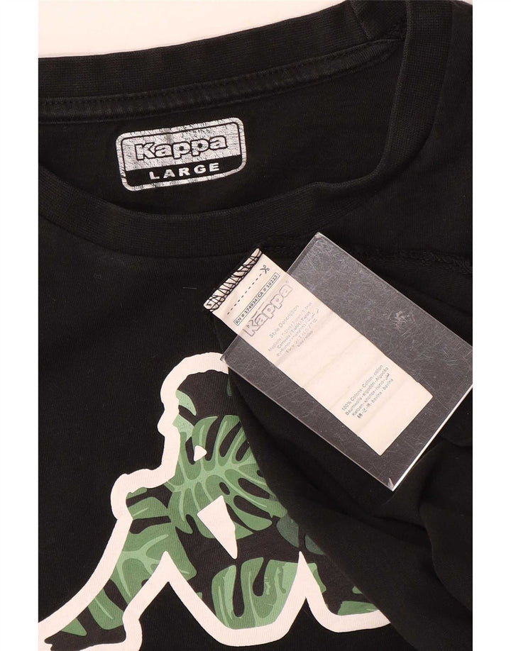 Kappa Herren-T-Shirt mit Grafik, groß, aus schwarzer Baumwolle