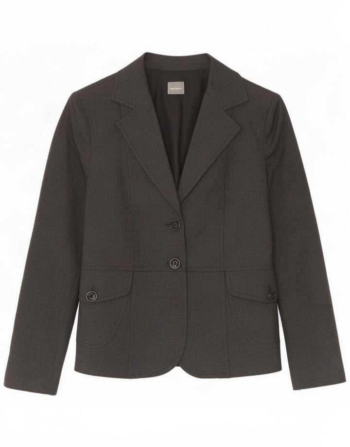 Neue Penny Damen-Blazerjacke mit 2 Knöpfen, UK 10, kleine graue Viskose