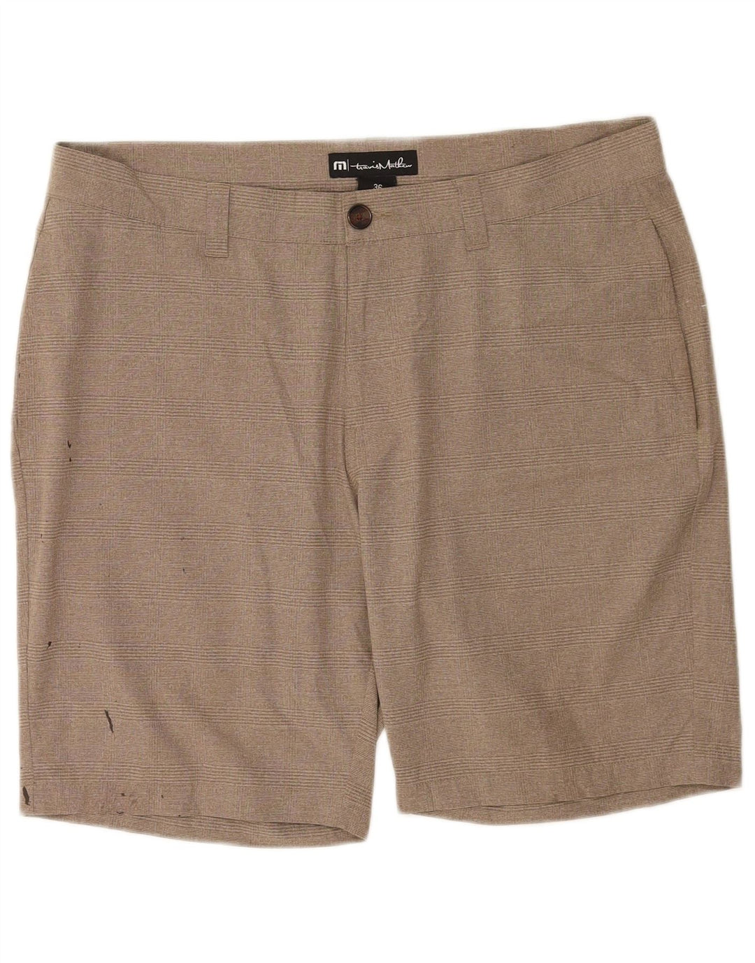 Travis Mathew Herren Chino-Shorts W36 Large Beige Check Polyester