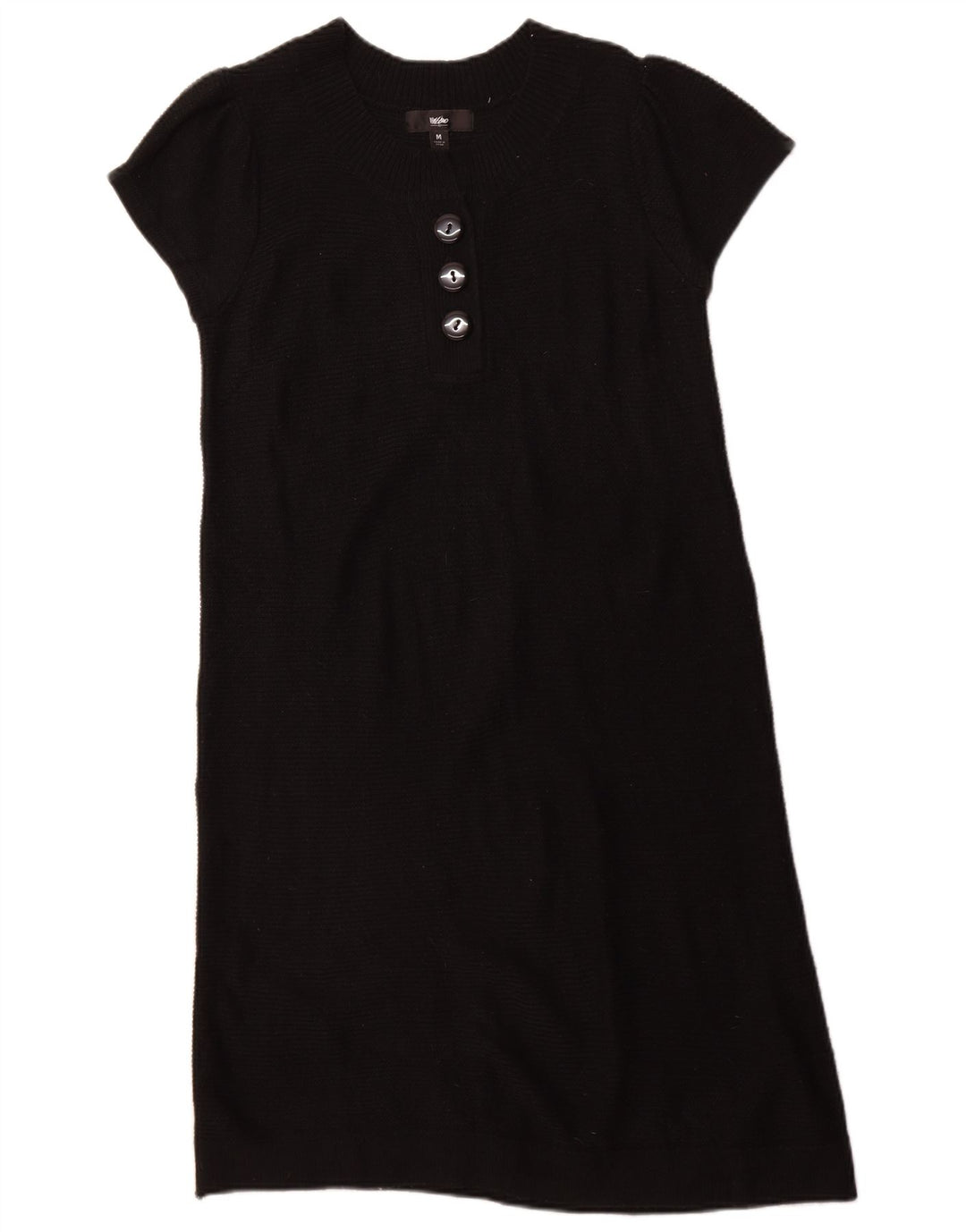 MOSSIMO Womens Short Sleeves Jumper Dress UK 12 Medium Black Acrylic