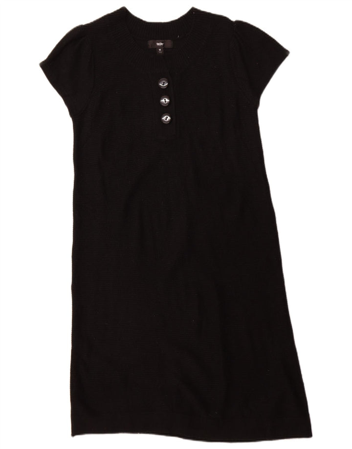 MOSSIMO Womens Short Sleeves Jumper Dress UK 12 Medium Black Acrylic