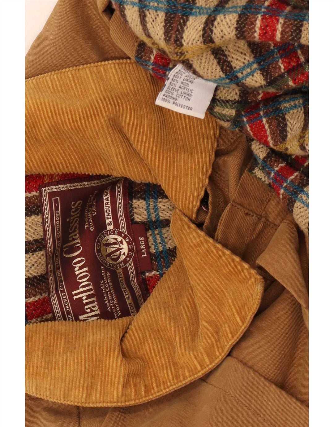 Marlboro Classics Herren Capelet-Mantel UK 40 Large Beige Baumwolle