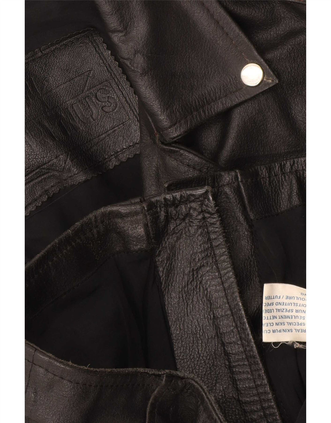 Vintage Damen Leder Bikerjacke UK 16 Large Schwarz