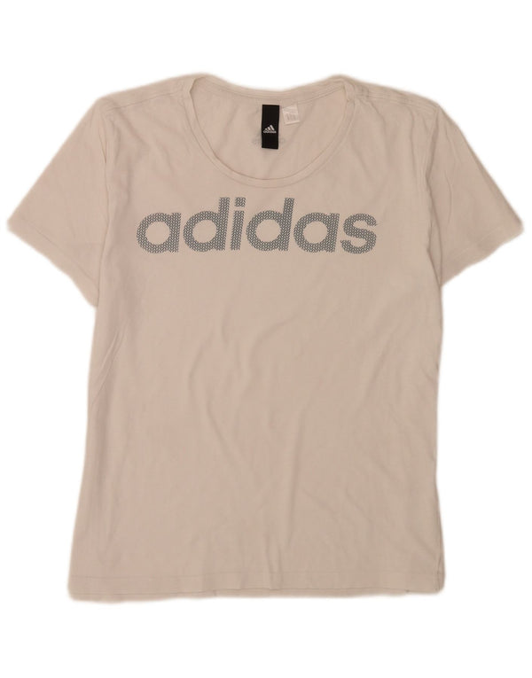 Adidas Damen Regular Graphic T-Shirt Top UK 12 Medium Weiß