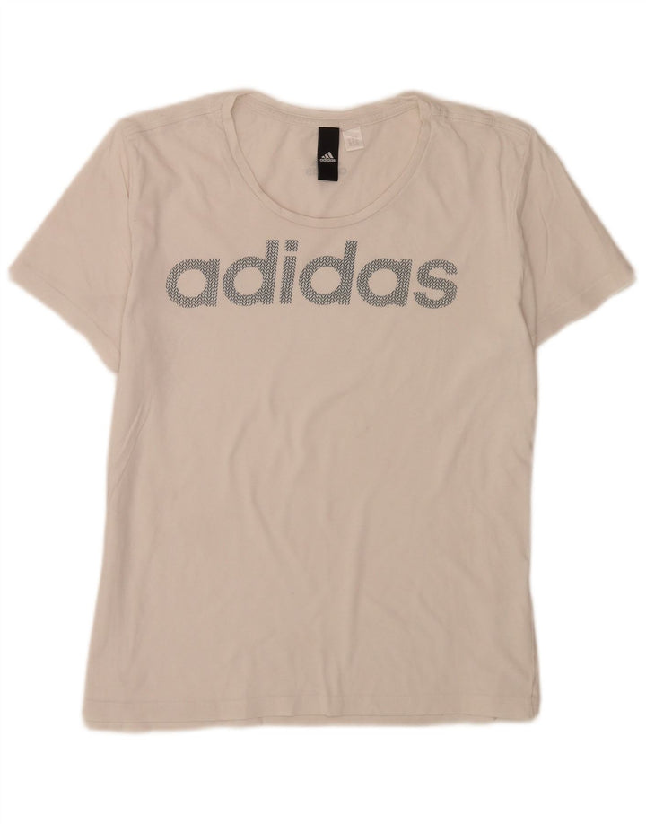 Adidas Damen Regular Graphic T-Shirt Top UK 12 Medium Weiß