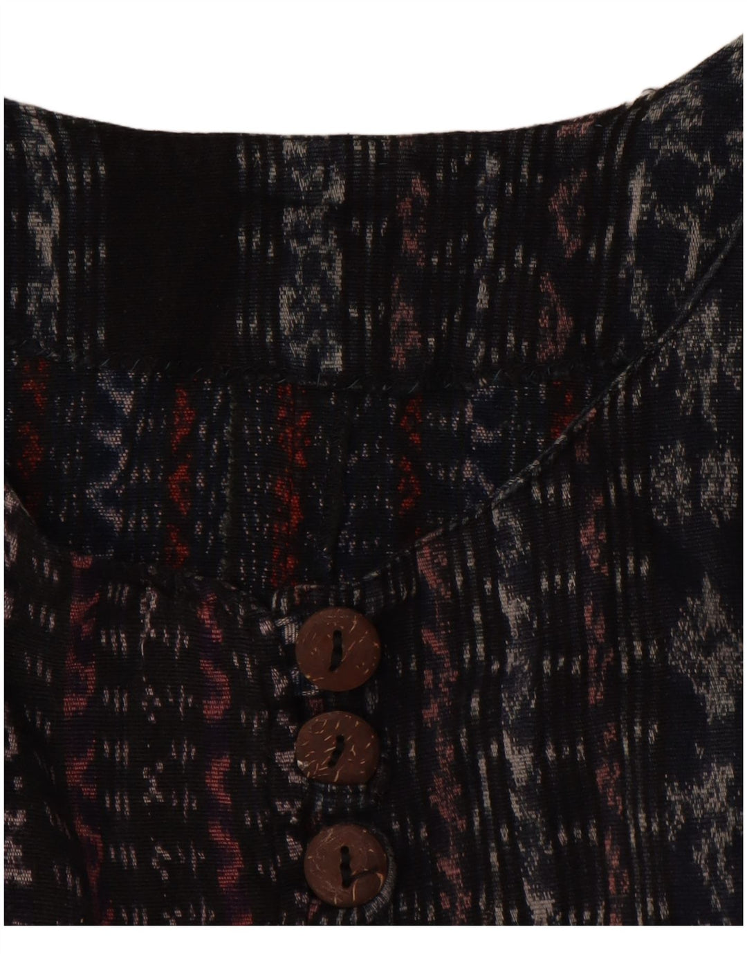 VINTAGE Damen 3/4-Ärmel-Hemdbluse UK 18 XL Schwarz gestreift