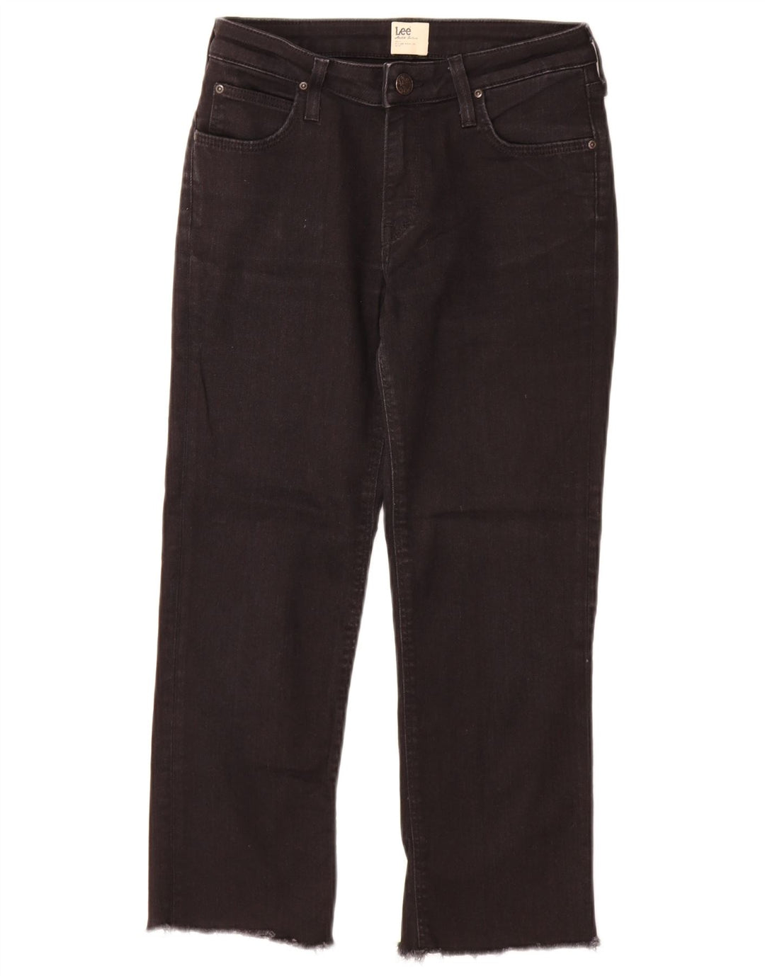 Lee Damen Marion Straight Jeans W27 L25 Schwarze Baumwolle