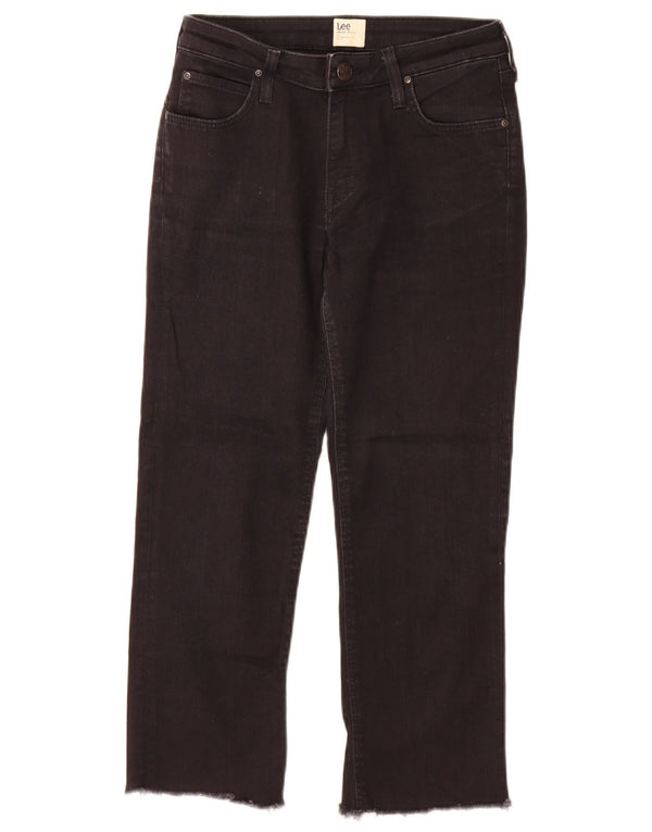 Lee Damen Marion Straight Jeans W27 L25 Schwarze Baumwolle