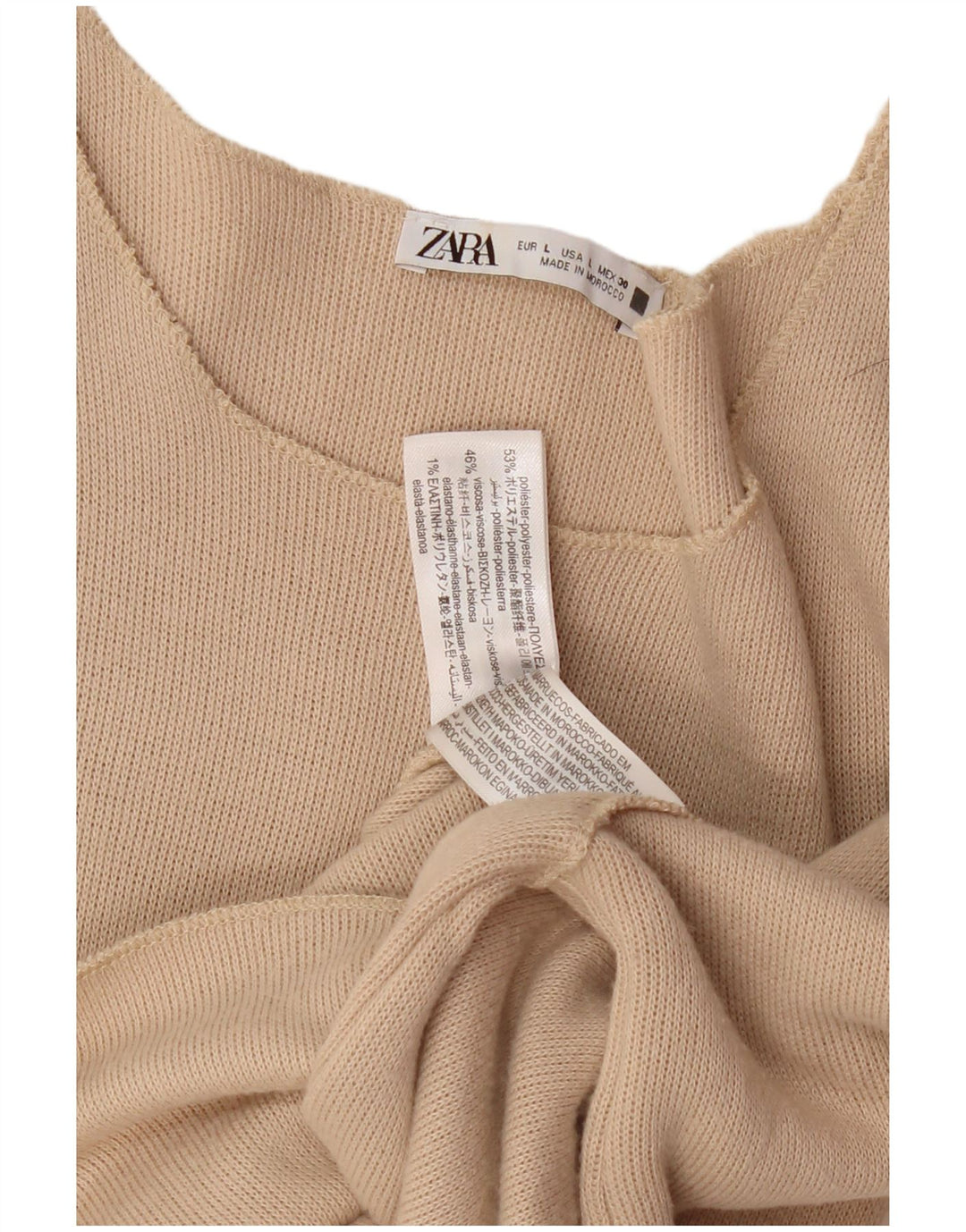 Kurzärmliger Damen-Pullover mit Rundhalsausschnitt von Zara, Gr. 40, Größe L, Beige