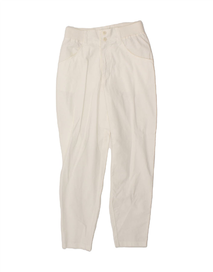 VINTAGE Womens Slim Casual Trousers Medium W28 L29 White Cotton Vintage Vintage and Second-Hand Vintage from Messina Hembry 